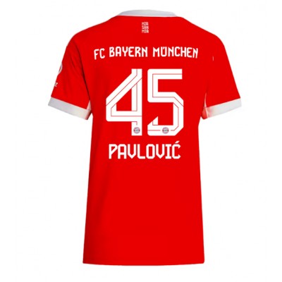 Ženski Nogometni dresi Bayern Munich Aleksandar Pavlovic #45 Domači 2025-26 Kratek Rokav Ženski Nogometni dresi Bayern Munich Aleksandar Pavlovic #45 Domači 2025-26 Kratek Rokav